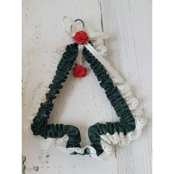 Pine tree lace rose ornament Xmas decor handmade - Picture 1 of 4